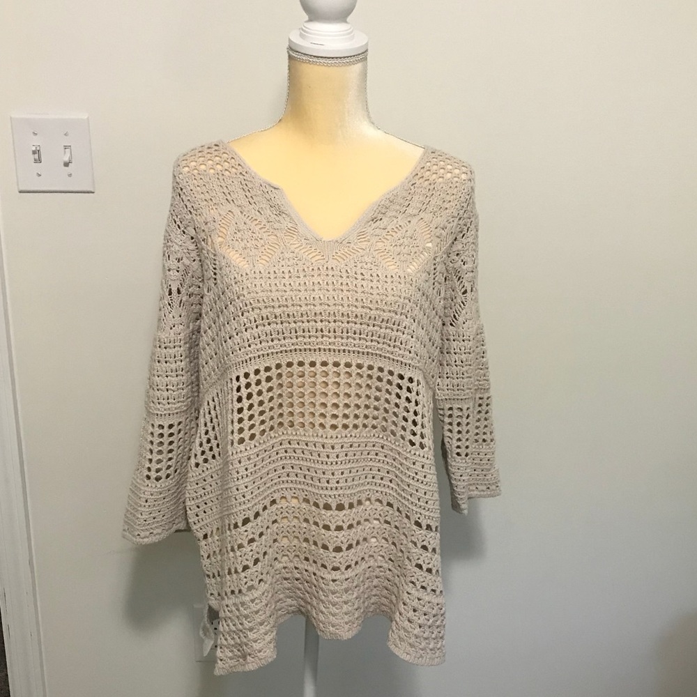 J.Jill Cream Crochet Style all season Sweater